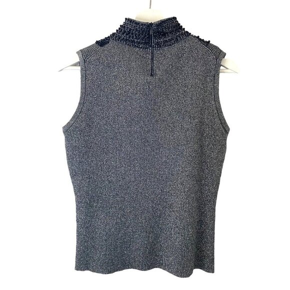 Grace Elements Metallic Beaded Neck Silk Top M Elegant Chic Holiday‎ Party - Picture 2 of 10